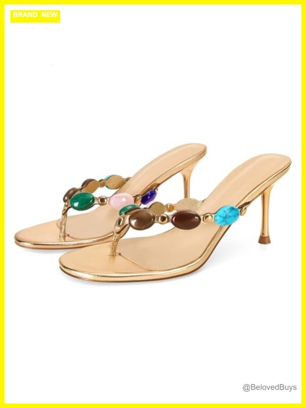Women's Strappy Jewelled Thong Kitten Heel Sandals Slip On Dressy Mule Summer